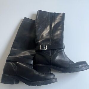Henri Pierre Black Leather Winter Women's Boots